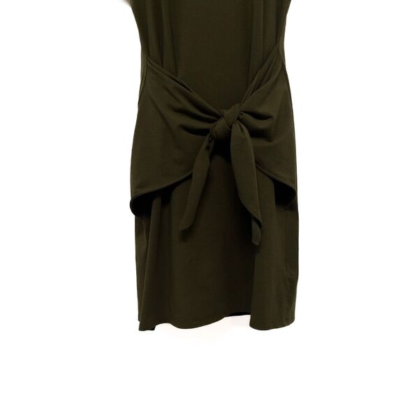 Theory Dakui Rubric Knotted Front Tie T-Shirt Dress Short Sleeve Basil Green - Picture 5 of 9